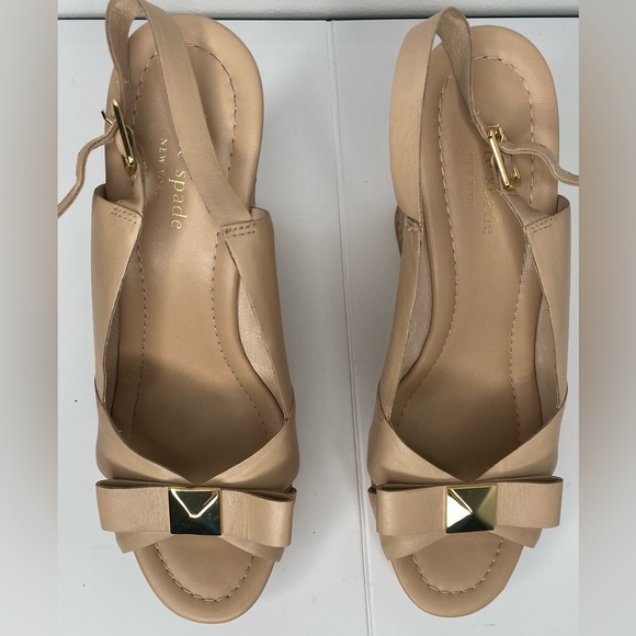 KATE SPADE Rock Stud Tan Wedge Sandals - Picture 2 of 10